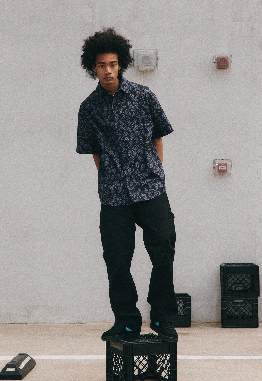 ANTIDOTE Skull Print Short Sleeve Shirt