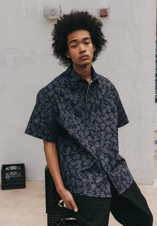 ANTIDOTE Skull Print Short Sleeve Shirt