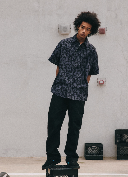 ANTIDOTE Skull Print Short Sleeve Shirt