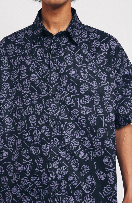 ANTIDOTE Skull Print Short Sleeve Shirt