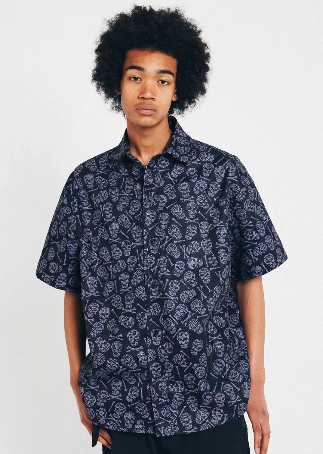 ANTIDOTE Skull Print Short Sleeve Shirt