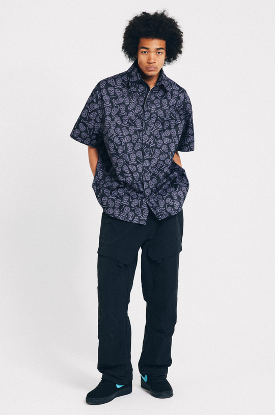 ANTIDOTE Skull Print Short Sleeve Shirt