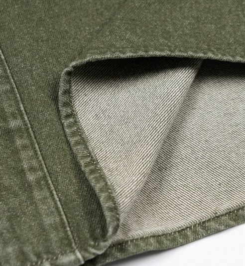 ANTIDOTE Embroidered Letters Denim Baseball Short Sleeve Shirt