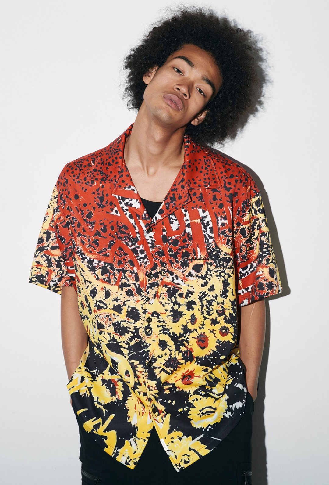 ANTIDOTE  Hawaiian Flower Short Sleeved Cuban Shirt