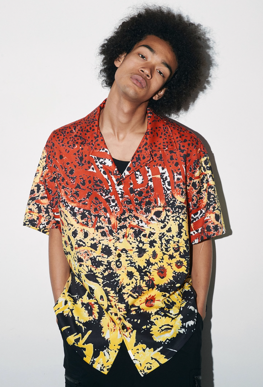 ANTIDOTE  Hawaiian Flower Short Sleeved Cuban Shirt