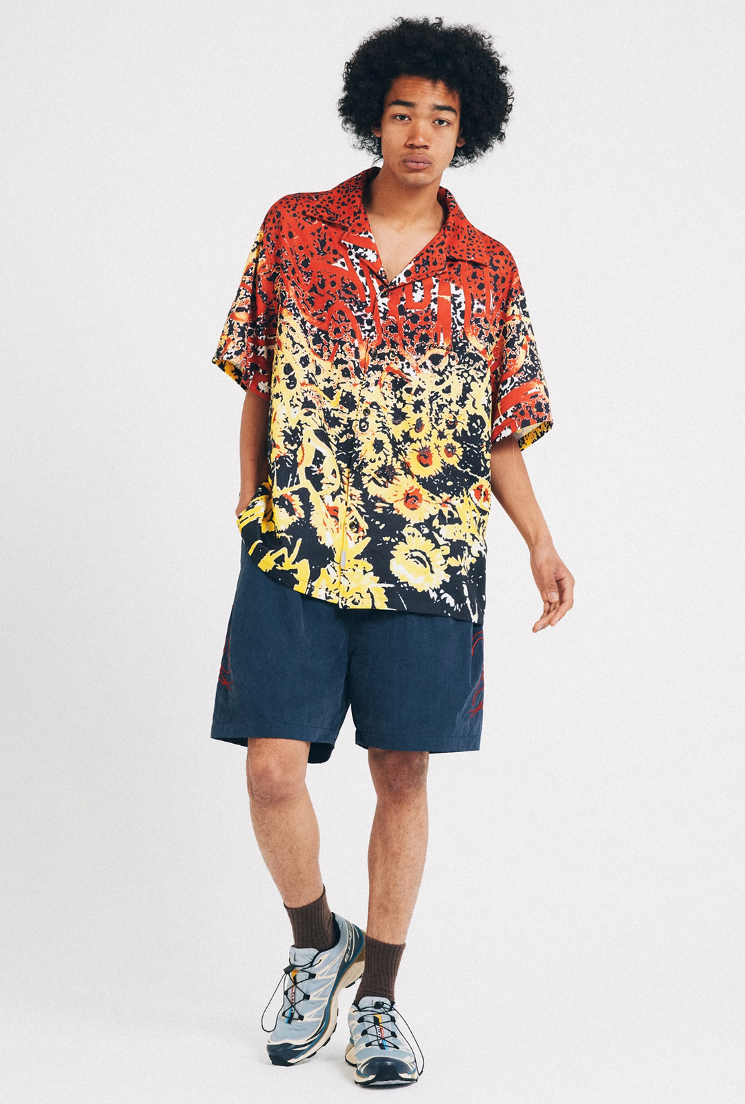 ANTIDOTE  Hawaiian Flower Short Sleeved Cuban Shirt