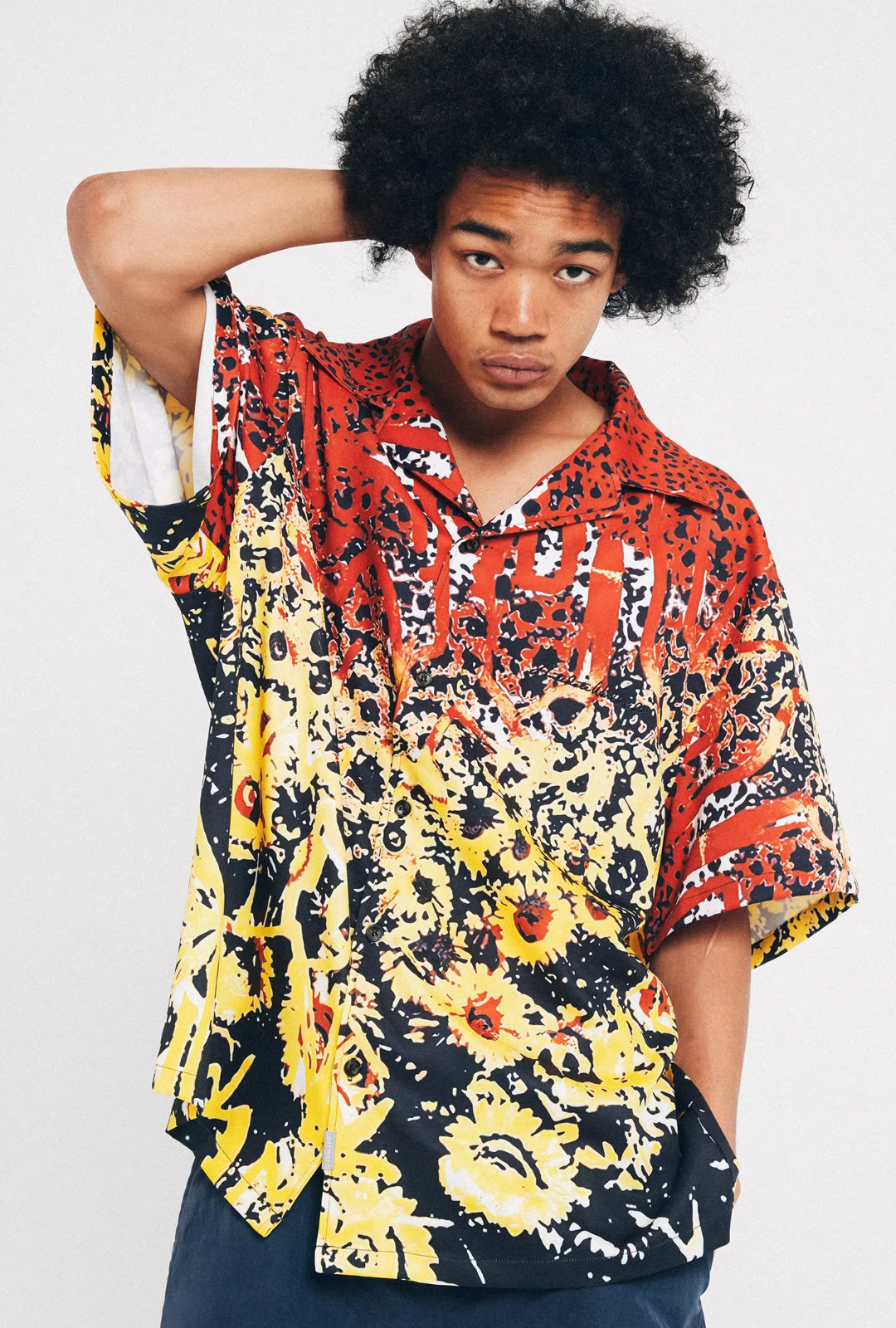 ANTIDOTE  Hawaiian Flower Short Sleeved Cuban Shirt