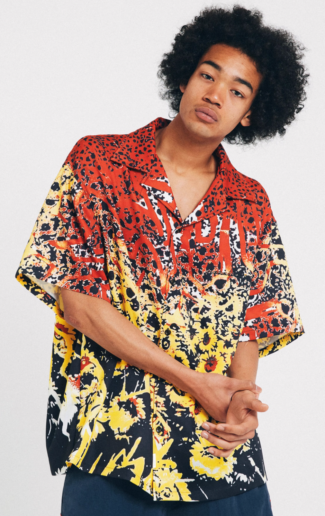 ANTIDOTE  Hawaiian Flower Short Sleeved Cuban Shirt