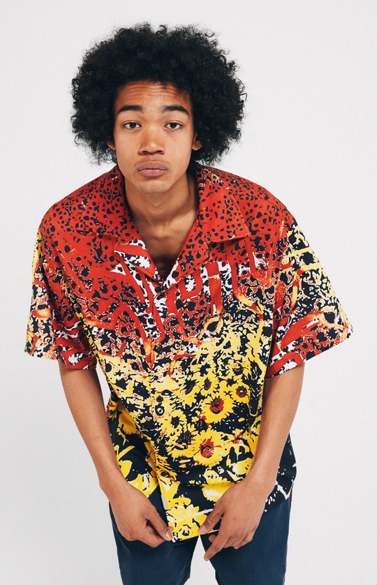 ANTIDOTE  Hawaiian Flower Short Sleeved Cuban Shirt