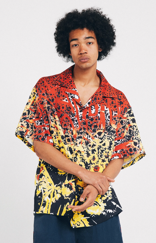 ANTIDOTE  Hawaiian Flower Short Sleeved Cuban Shirt