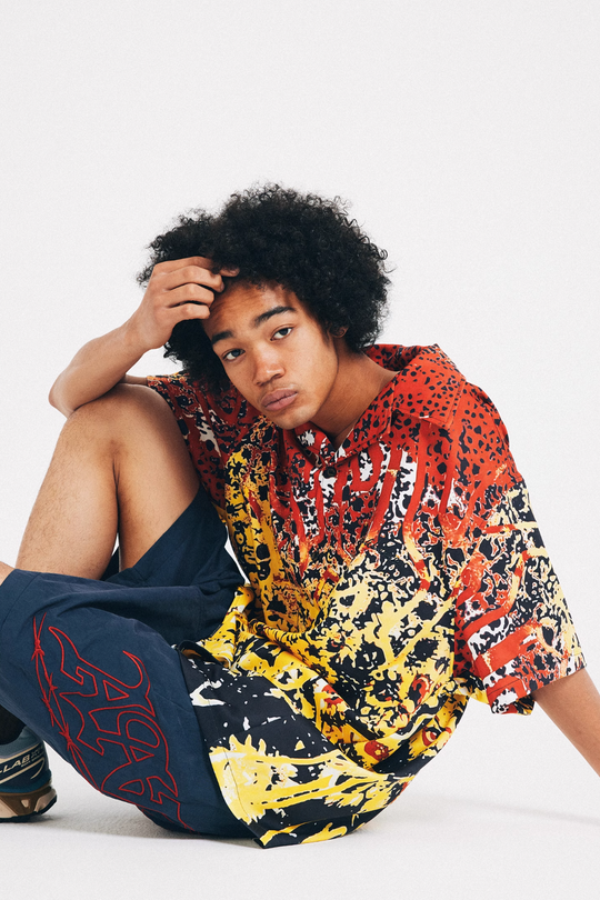 ANTIDOTE  Hawaiian Flower Short Sleeved Cuban Shirt