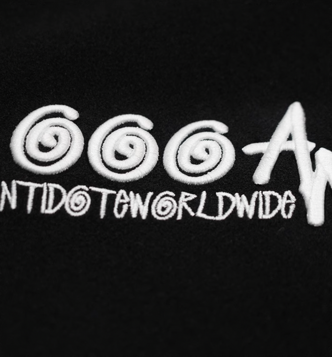 ANTIDOTE Embroidered Graffiti Letters Slogan Baseball Jacket