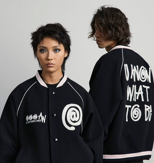 ANTIDOTE Embroidered Graffiti Letters Slogan Baseball Jacket