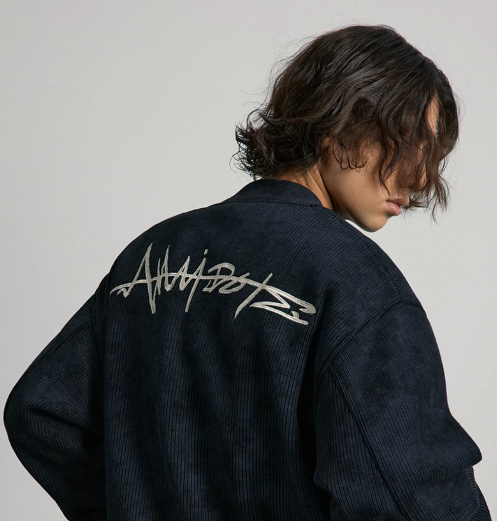 ANTIDOTE Letters Embroidered Bomber Jacket MA1