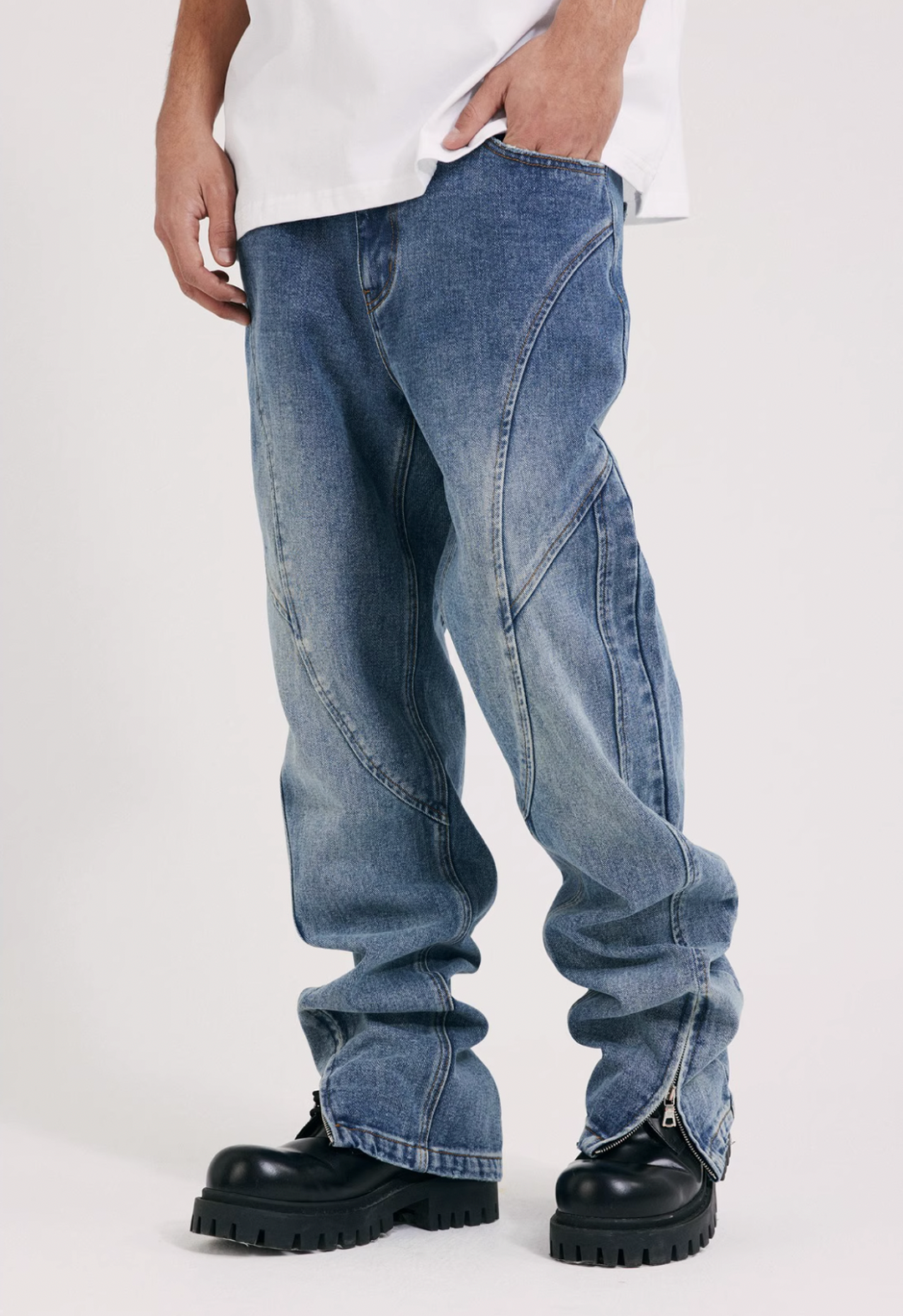 ANTIDOTE Washed Deconstruction Jeans