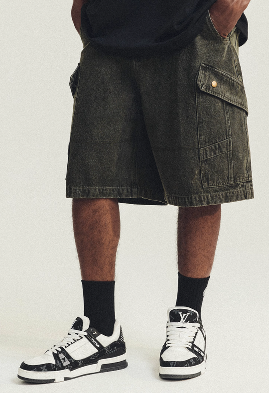 ANTIDOTE Washed Denim Multi Pocket Shorts