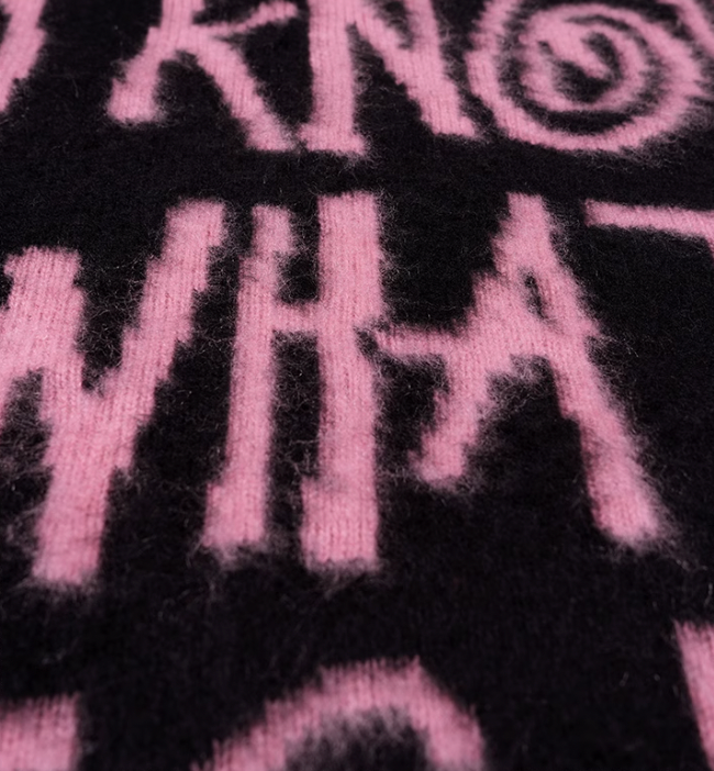 ANTIDOTE Scrunchy Slogan Knit Sweater