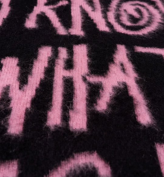 ANTIDOTE Scrunchy Slogan Knit Sweater