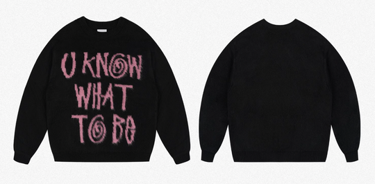 ANTIDOTE Scrunchy Slogan Knit Sweater