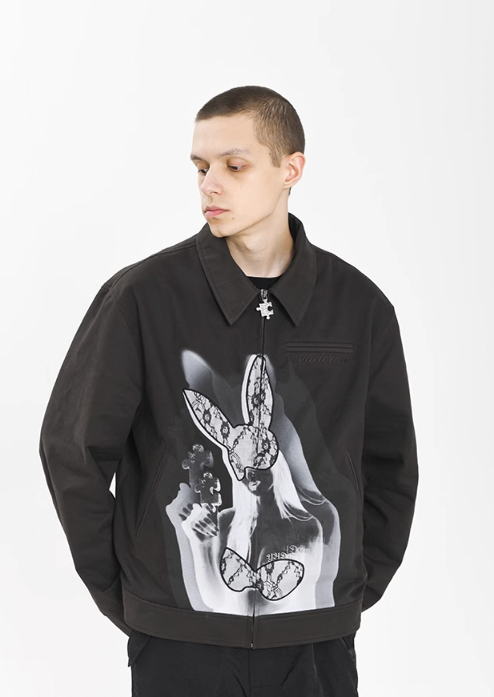 YADcrew Rabbit Lace Embroidery Digital Printing Jacket