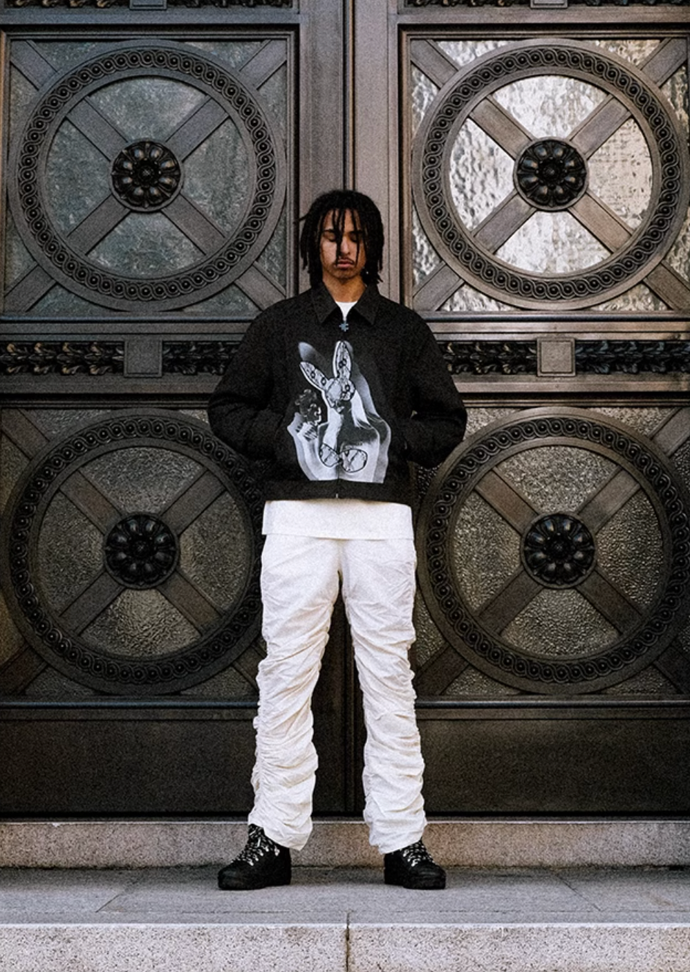 YADcrew Rabbit Lace Embroidery Digital Printing Jacket