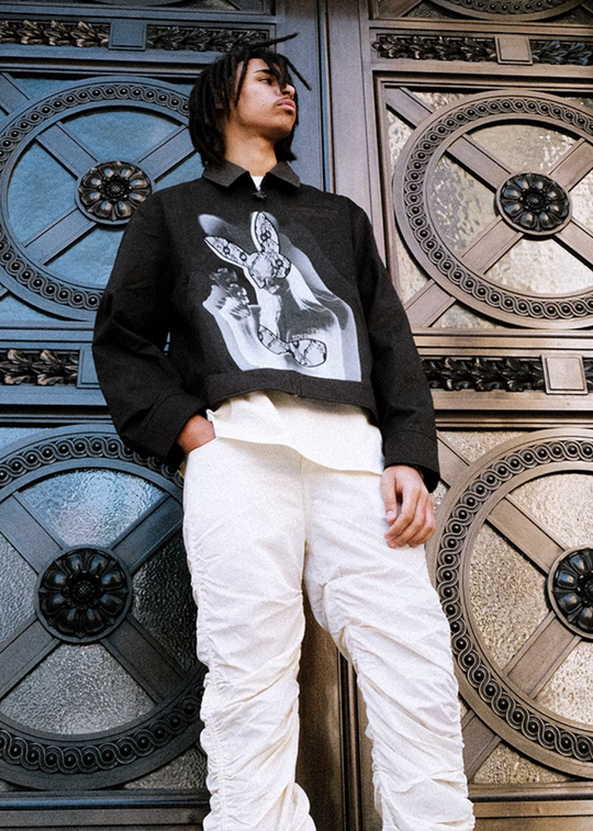 YADcrew Rabbit Lace Embroidery Digital Printing Jacket