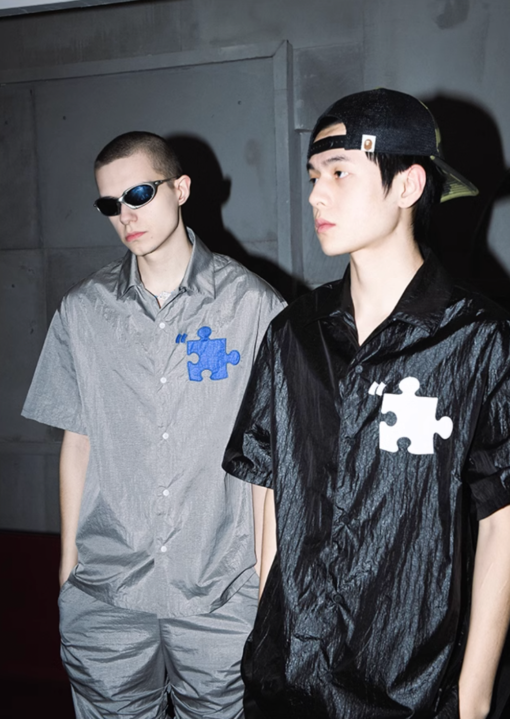 YADcrew Plastic Pattern Fabric Short Sleeved Shirt