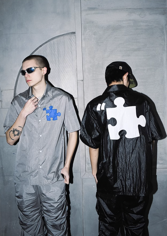 YADcrew Plastic Pattern Fabric Short Sleeved Shirt