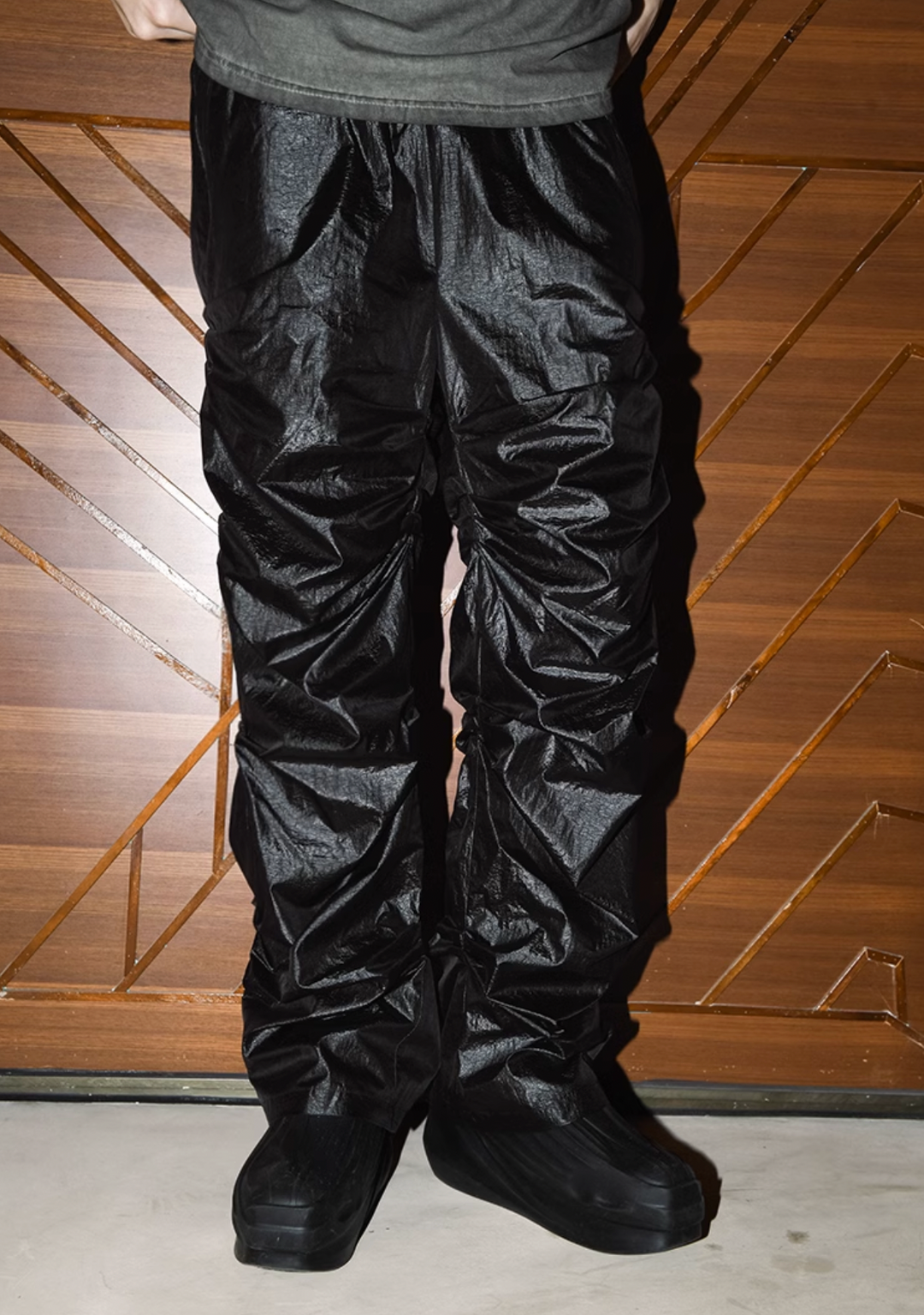 YADcrew Plastic Texture Fabric Pants