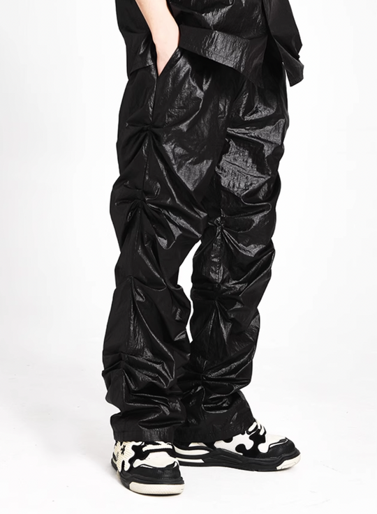 YADcrew Plastic Texture Fabric Pants
