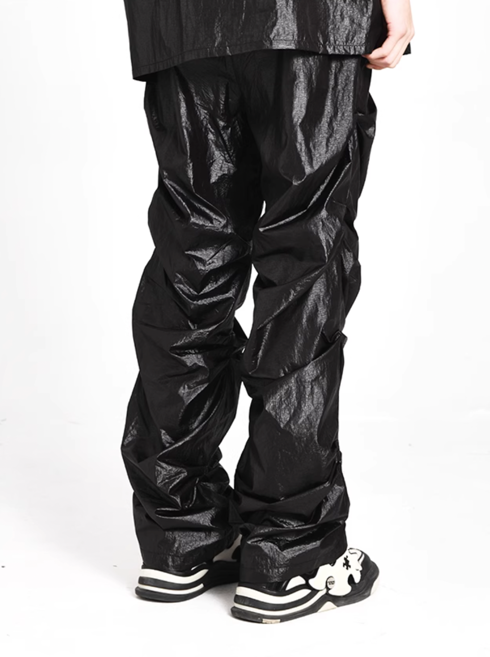 YADcrew Plastic Texture Fabric Pants