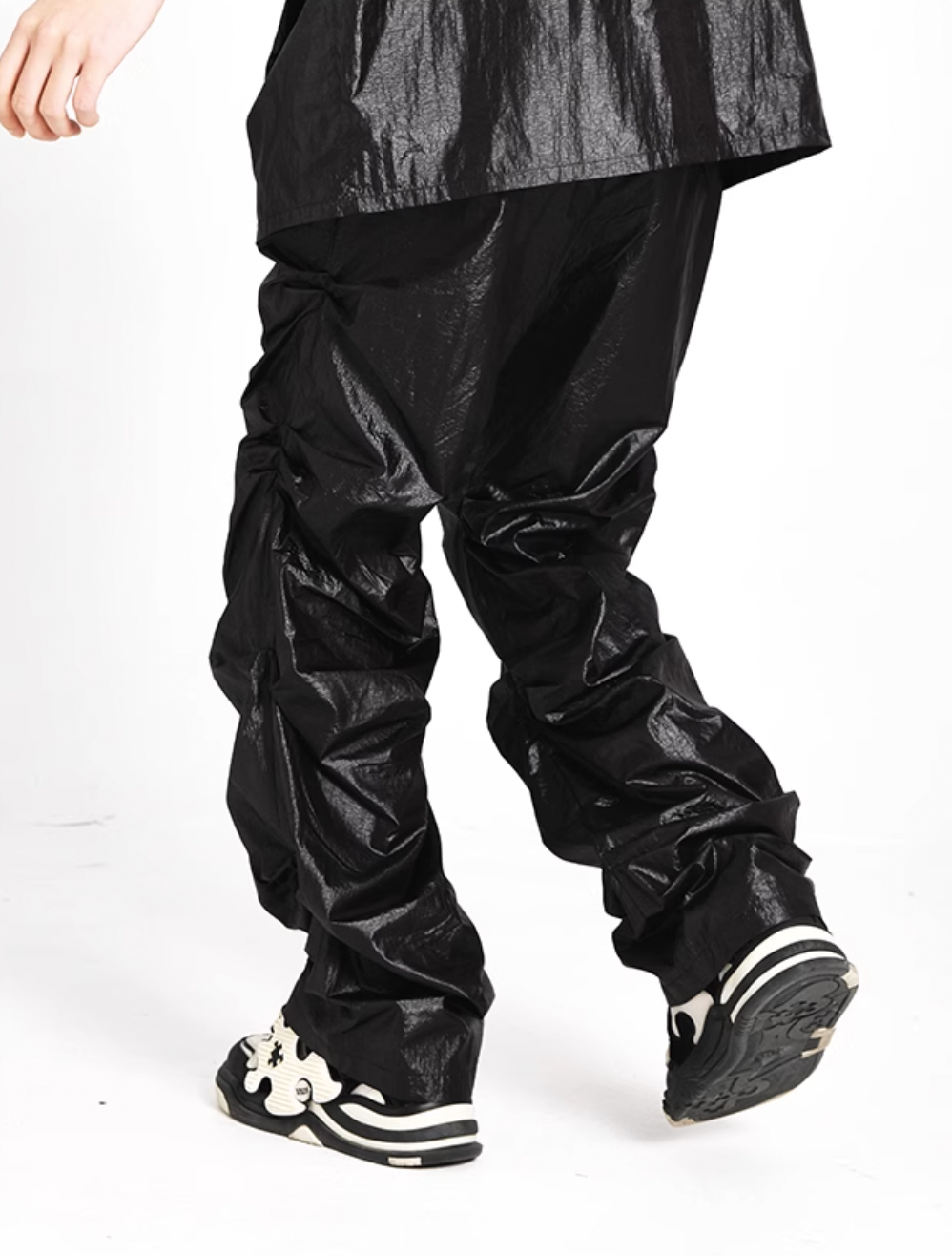 YADcrew Plastic Texture Fabric Pants
