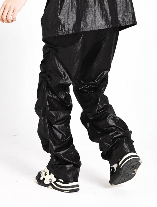 YADcrew Plastic Texture Fabric Pants