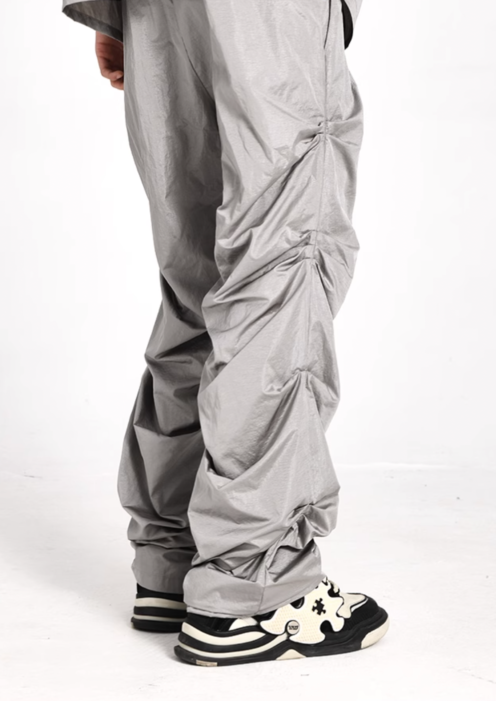 YADcrew Plastic Texture Fabric Pants