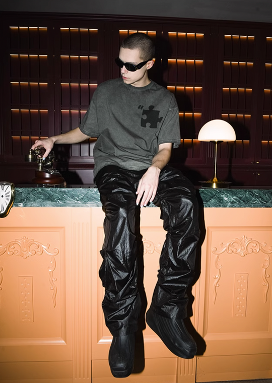 YADcrew Plastic Texture Fabric Pants