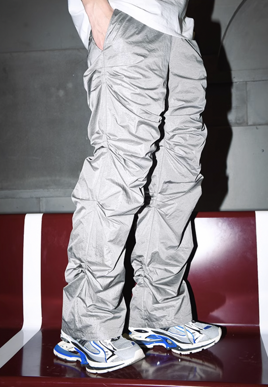 YADcrew Plastic Texture Fabric Pants