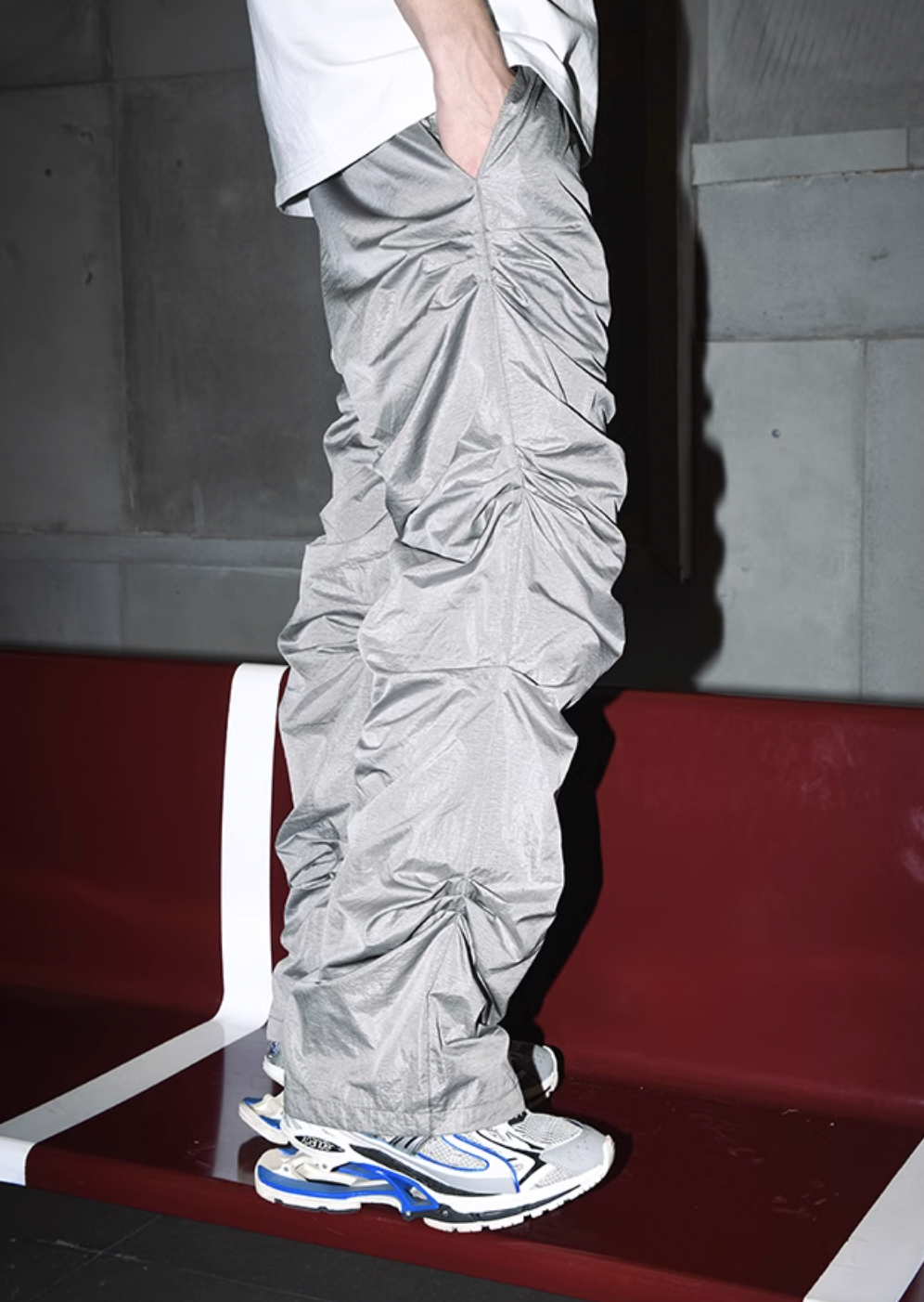 YADcrew Plastic Texture Fabric Pants