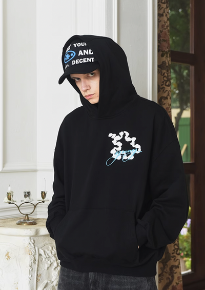 YADcrew Flocking Patch Embroidery Hoodie
