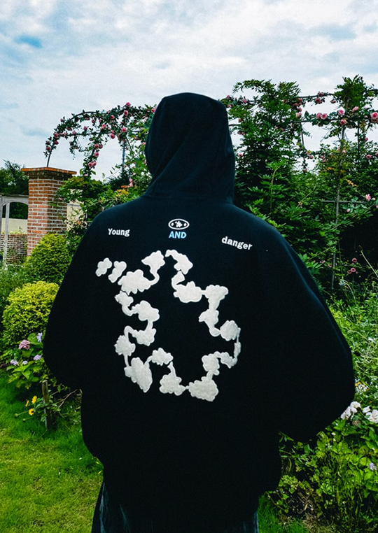 YADcrew Flocking Patch Embroidery Hoodie