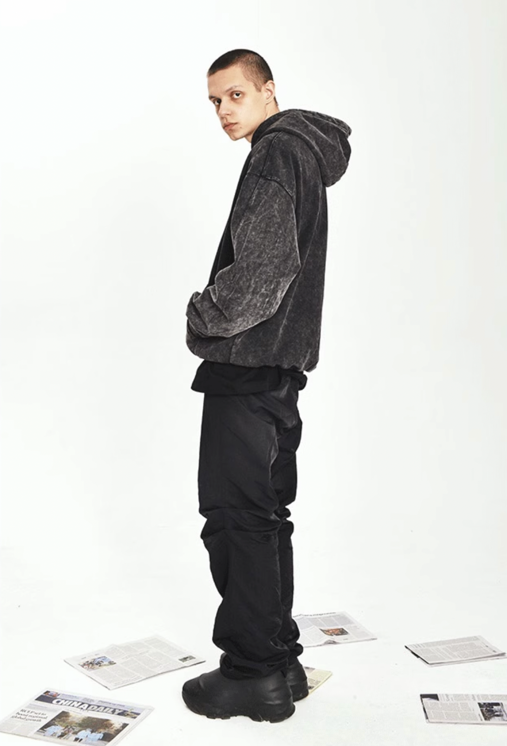 YADcrew Heavy Duty Washed Puzzle Hoodie