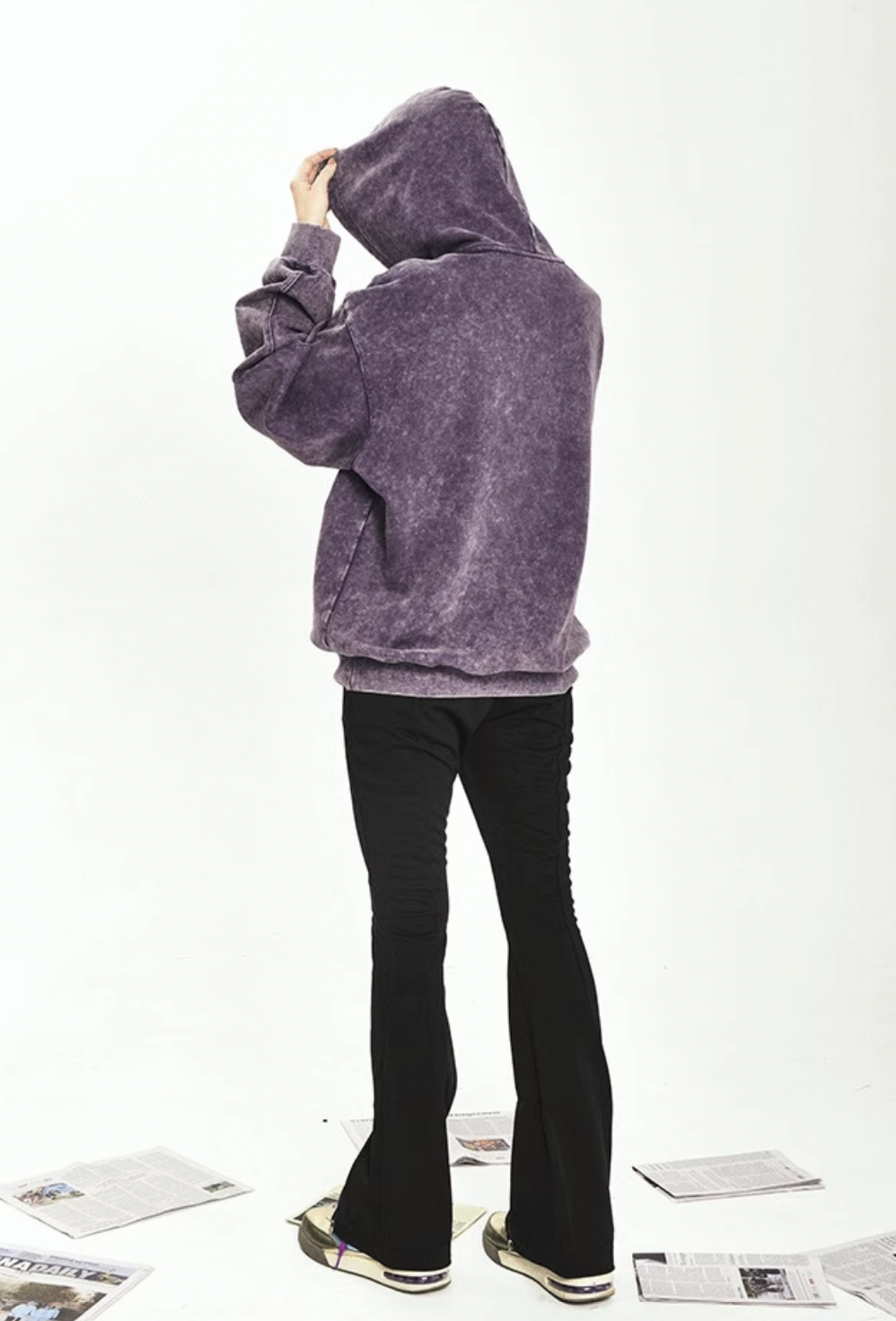 YADcrew Heavy Duty Washed Puzzle Hoodie