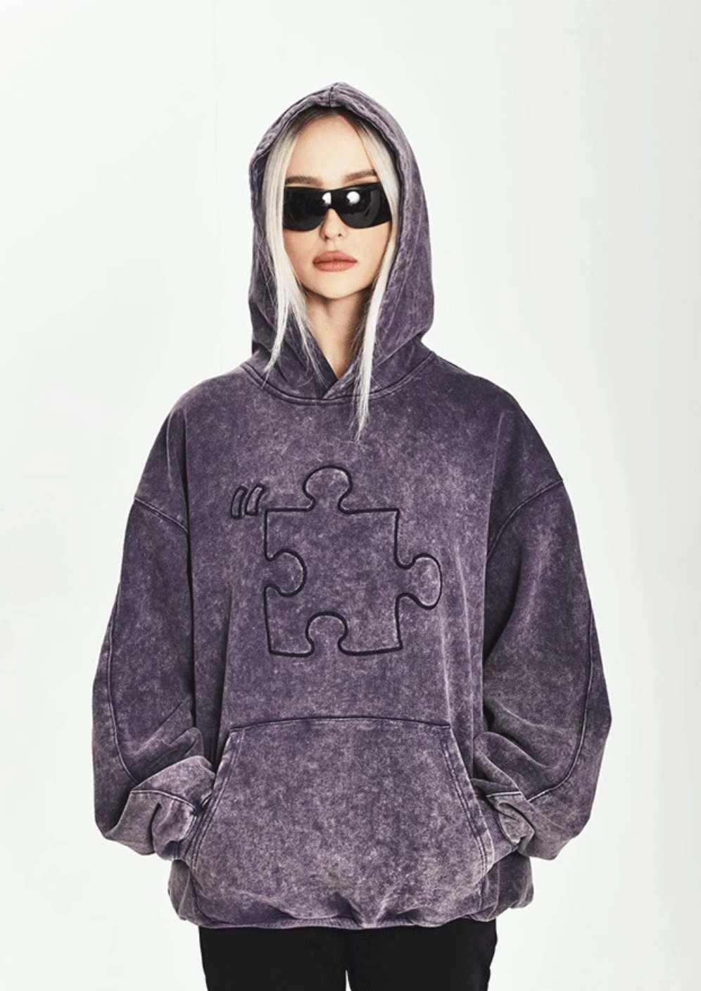 YADcrew Heavy Duty Washed Puzzle Hoodie