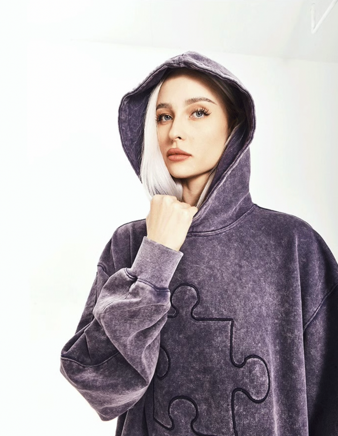 YADcrew Heavy Duty Washed Puzzle Hoodie