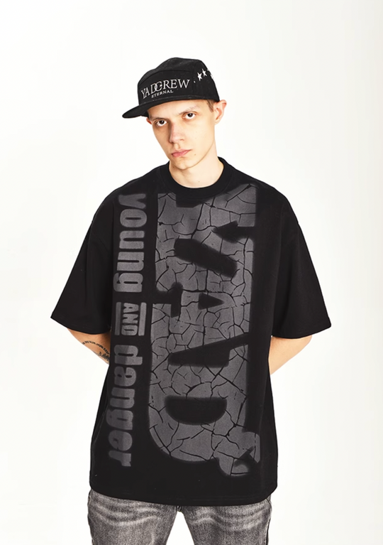 YADcrew Letters Cracked Tee