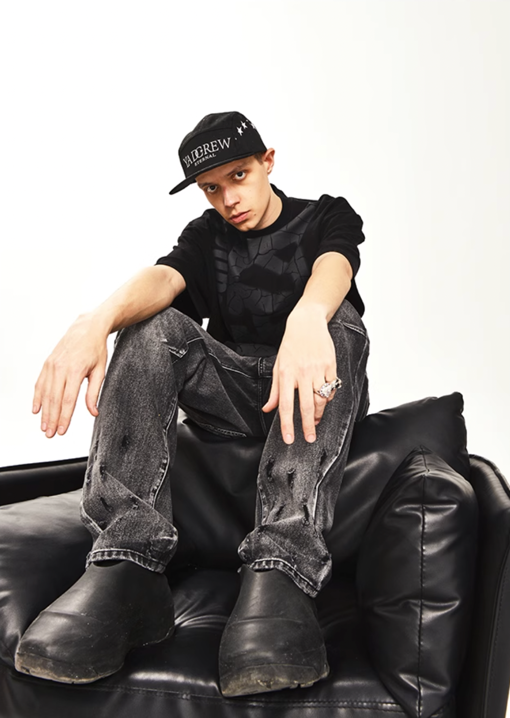 YADcrew Letters Cracked Tee