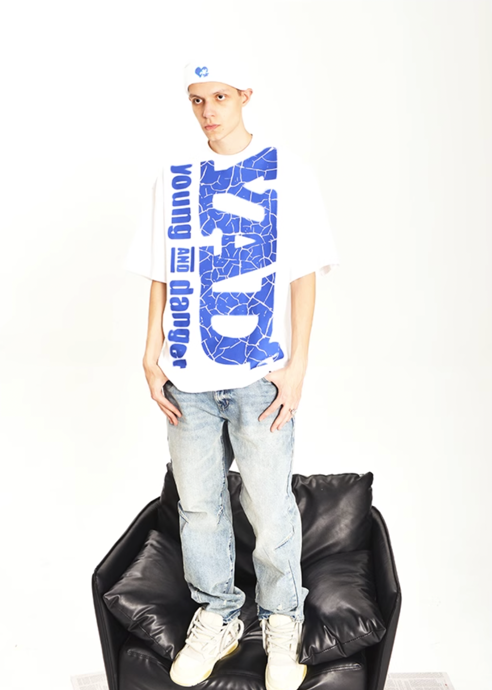 YADcrew Letters Cracked Tee