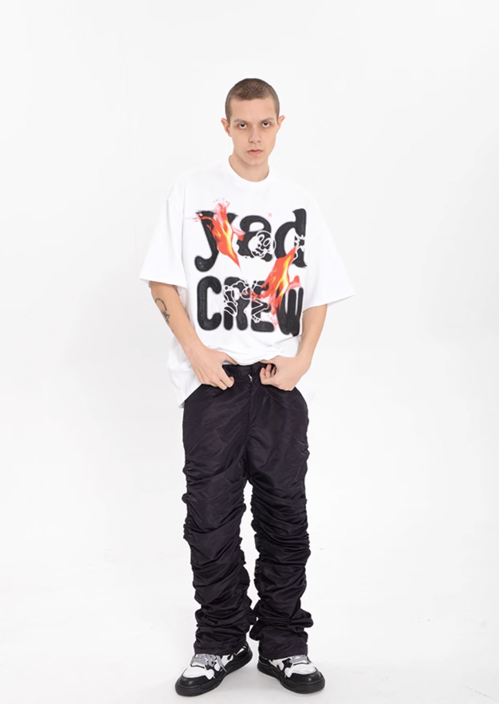 YADcrew Burning Skull graffiti print Tee