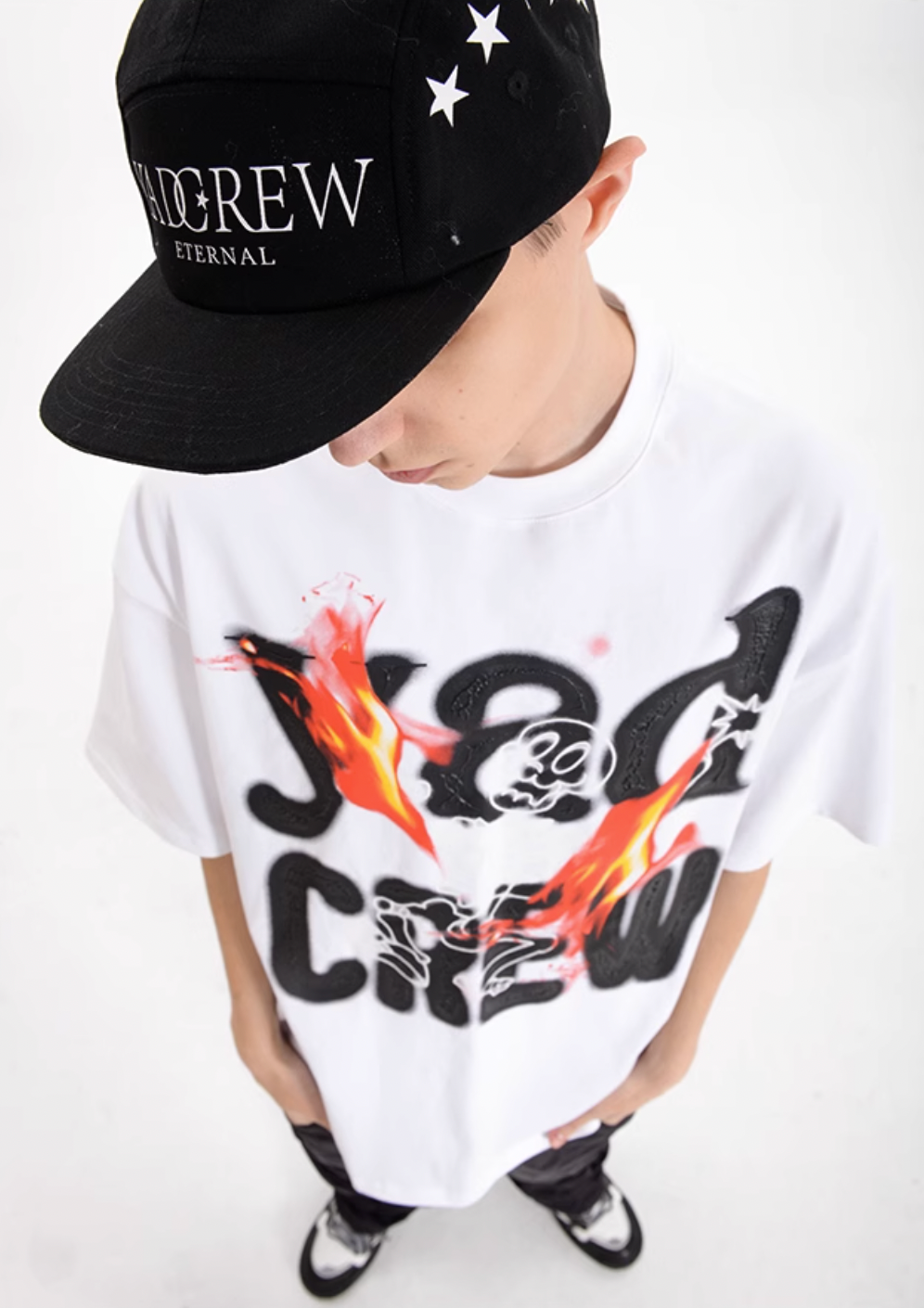 YADcrew Burning Skull graffiti print Tee