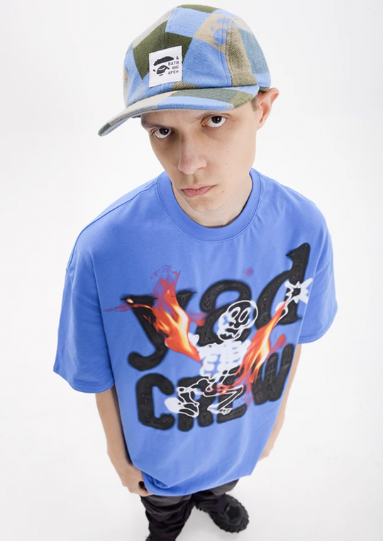 YADcrew Burning Skull graffiti print Tee