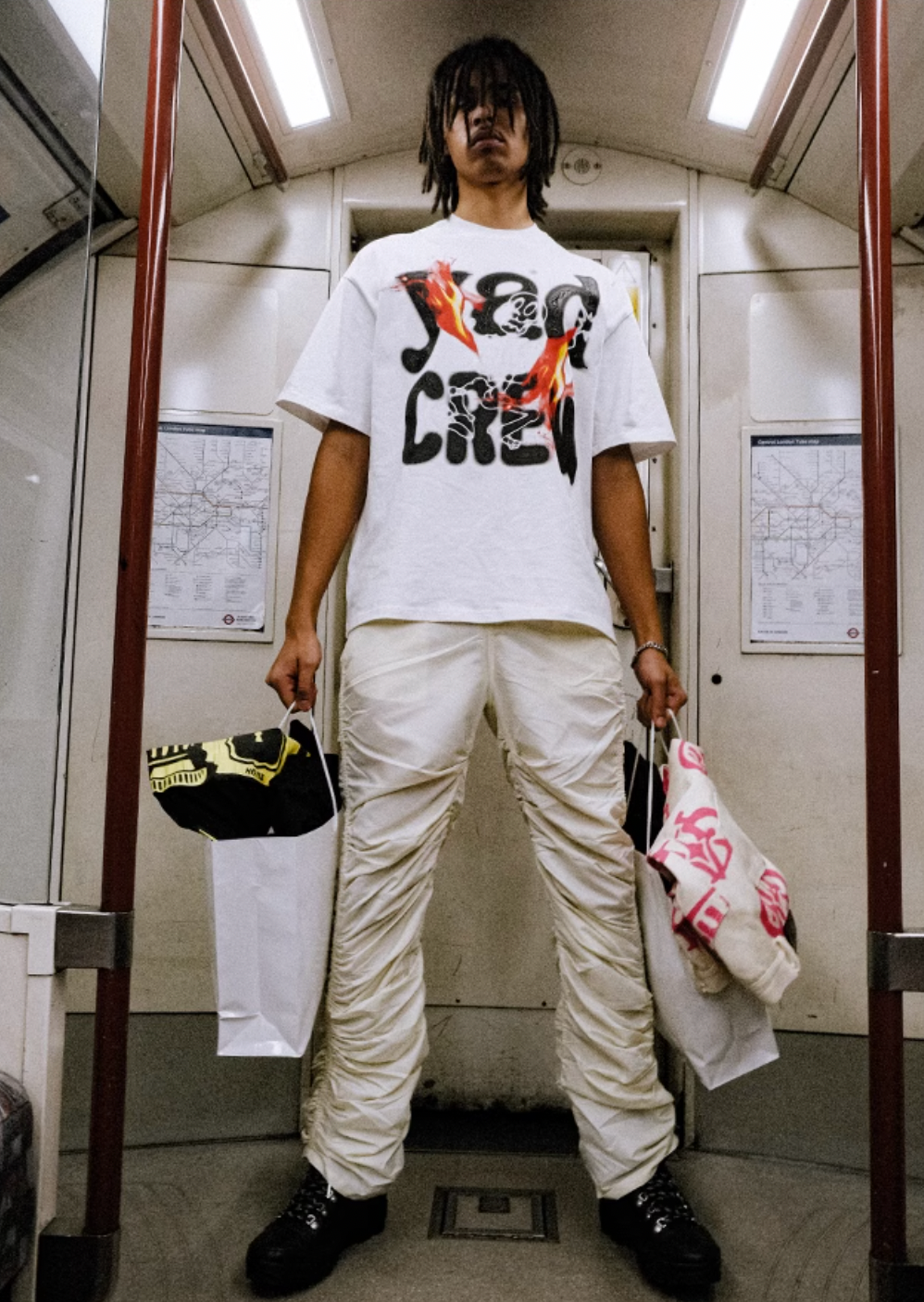 YADcrew Burning Skull graffiti print Tee